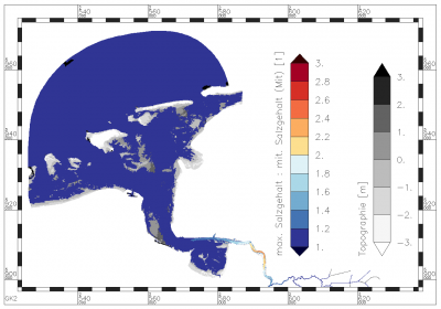 mean value of ratio of maximum salinity : mean salinity within the period of data analysis