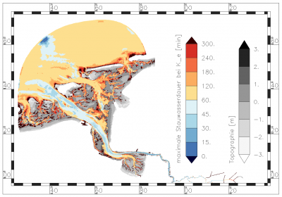 Maximaler Wert der Stauwasserdauer bei Ebbestromkenterung im Analysezeitraum
