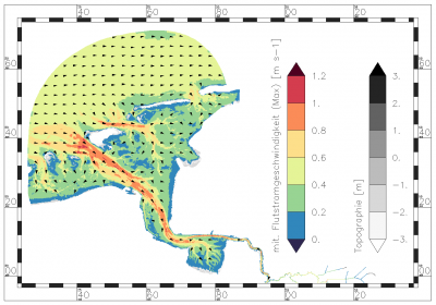 maximum value of mean flood current velocity within the period of data analysis